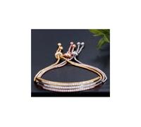 Charles William Women's Diamond Look Fashion Bracelet with Adjustable Bangle in Gold Charles William Gold One Size