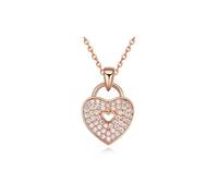 Charles William Women's Forever Locked Love Heart Pendant on Rose Gold Necklace | Size: 23 cm Charles William Gold 23 cm