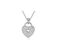 Charles William Women's 'Locked' Love Heart Pendant on Silver Necklace | Size: 23 cm Charles William Silver 23 cm