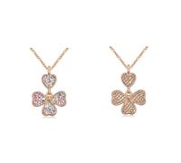 Charles William Women's Lucky Four Leaf Clover Pendant on Necklace in Clear | Size: 23 cm Charles William Clear 23 cm