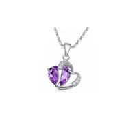 Charles William Women's Purple Heart Crown Pendant on Necklace With Stones | Size: 24 inches Charles William Purple 24 inches