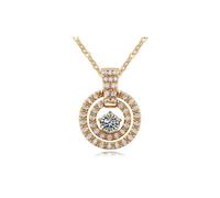 Charles William Women's Round Double Circle Sun Pendant on Necklace Halo Design in Gold | Size: 19 cm Charles William Gold 19 cm