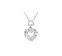 Charles William Women's Silver Necklace with Double Heart Pendant | Size: 23 cm Charles William Silver 23 cm