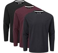 Charles Wilson 3 Pack Long Sleeved Plain Crew Neck T-Shirt (L, Dark Essentials 21 (0822))