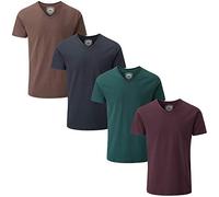Charles Wilson 4 Pack Men's Comfort Stretch V-Neck T-Shirt (Medium, Dark Essentials 64)