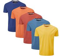 Charles Wilson 5 Pack Plain Crew Neck T-Shirt (Medium, Orange Sunset)