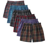 Charles Wilson 6 Pack Woven Boxer Shorts (S, Tartan Check 88)