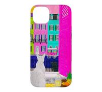 Charleston Pastel Homes Cat Balcony View Case for iPhone 14 Plus
