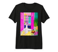 Charleston Pastel Homes Cat Balcony View Premium T-Shirt