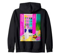 Charleston Pastel Homes Cat Balcony View Zip Hoodie