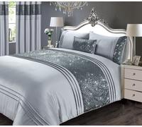 CHARLESTON Glitter Sequins Duvet Cover Set Bedding Range Grey Double