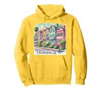 Charleston SC Rainbow Row colorful Houses Pullover Hoodie