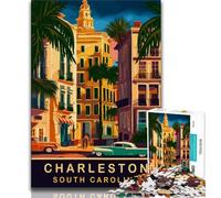 Charleston South Carolina 1000 Pieces Jigsaw Puzzles for Adults And Teens,Stress Reliever Difficult Challenge Enhance Love between Couples 38x26cm