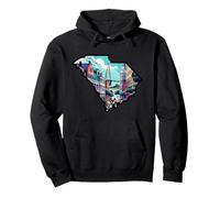 Charleston South Carolina Historic Downtown And Bridge Pullover Hoodie, Adult Unisex, Black, Small