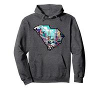 Charleston South Carolina Historic Downtown And Bridge Pullover Hoodie, Adult Unisex, Dark Heather Grey, XX-Large