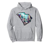 Charleston South Carolina Historic Downtown And Bridge Pullover Hoodie, Adult Unisex, Heather Grey, Large