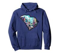Charleston South Carolina Historic Downtown And Bridge Pullover Hoodie, Adult Unisex, Navy Blue, XX-Large