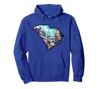 Charleston South Carolina Historic Downtown And Bridge Pullover Hoodie, Adult Unisex, Royal Blue, Small
