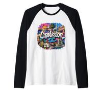 Charleston South Carolina SC USA Fountain Raglan Baseball Tee