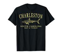 Charleston South Carolina Shark Fishing Yellow Letters T-Shirt
