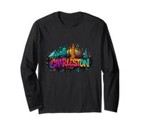 Charleston, South Carolina Skyline Souvenir - Graffiti Long Sleeve T-Shirt