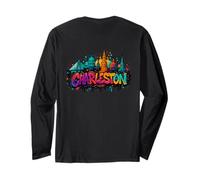 Charleston, South Carolina Skyline Souvenir - Graffiti Long Sleeve T-Shirt