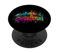 Charleston, South Carolina Skyline Souvenir - Graffiti PopSockets Adhesive PopGrip