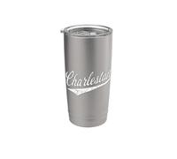 Charleston South Carolina Varsity Script Retro Classic Style Stainless Steel Insulated Tumbler