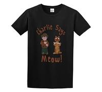 Charley Says Meow Cotton Always Tell Your Mummy Charlie T-Shirt Black S