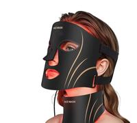 Charli & Beaux LED Facial Mask with Bonus Neck Attachment. 7 LED Colors. Rechargeable. Multi-LED Light for In-Home use. 630nm Red Light. (Black)
