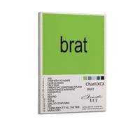 Charli XCX BratAlbum Cover Aesthetic Limited Edition Signature Poster - Rap Singer Music Wall Art for Dormitory Bedroom Decoration - Canvas Printing Frame-style 10x8x12inch (20x30cm)