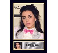 Charli XCX Portrait Printed Signed Poster Print - Pop Singer Wall Art - Autograph Style Celebrity Photo - Music Memorabilia Collectible, A4 Poster + Gold Frame