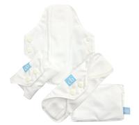 Charlie Banana Reusable Feminine Pads - Comfortable Cloth Sanitary Menstrual Pads, 3 Piece, Regular, White