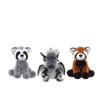 Charlie Bears 5" Cuddle Cube Racoon, Red Panda and Soot Plush Bears
