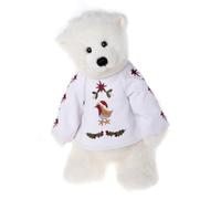 Charlie Bears - Holly Jolly Plush White Teddy Bear Collectable WIth Xmas Jumper