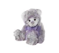 Charlie Bears Meghan White and Grey Plush Teddy Bear with Purple Tipping 36 cm Tall, Soft Cuddly Companion