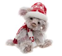 Charlie Bears Papplewick | Grey and Pink Winter Plush Puppy Dog Collectable Five-Way Jointed