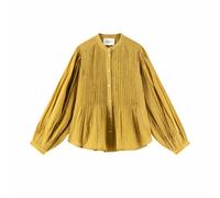 Charlie Blouse with Balloon Sleeves and Metallic Threads Mustard Yellow
