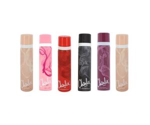 Charlie Body Spray 75ml Mix Pack Of 6 Deodorant Black, Chic, Pink, Red