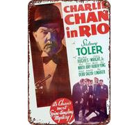 Charlie Chan in Rio Vintage Tin Sign Wall Art Decor - Retro Sign for Home Patio Decor Gifts Movie Poster - 8x12 Inch