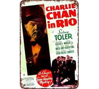 Charlie Chan in Rio Vintage Tin Sign Wall Art Decor - Retro Sign for Home Patio Decor Gifts Movie Poster - 8x12 Inch