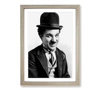 Charlie Chaplin (1) Framed Print | A2 Oak Framed Wall Art | Ready to Hang | Modern Nature Picture | Living Room Bedroom Lounge Office