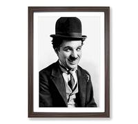 Charlie Chaplin (1) Framed Print | A2 Walnut Framed Wall Art | Ready to Hang | Modern Nature Picture | Living Room Bedroom Lounge Office