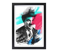 Charlie Chaplin (1) V2 Framed Print | A2 Black Framed Wall Art | Ready to Hang | Modern Nature Picture | Living Room Bedroom Lounge Office