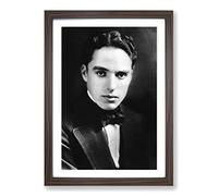 Charlie Chaplin (2) Framed Print | A2 Walnut Framed Wall Art | Ready to Hang | Modern Nature Picture | Living Room Bedroom Lounge Office