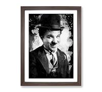 Charlie Chaplin No.1 Modern Cb Framed Print | A4 Walnut Framed Wall Art | Ready to Hang | Modern Nature Picture | Living Room Bedroom Lounge Office