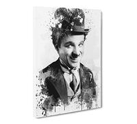 Charlie Chaplin No.1 V3 Canvas Print | Gallery Wrapped 30mm Frame Wall Art | 24x16 inches | Ready to Hang | Modern Picture | Living Room Bedroom Lounge Office