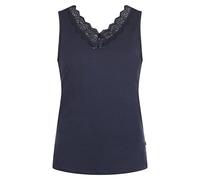 Charlie Choe Women's Lace Top Sleeveless T-Shirt, Indigo, XS
