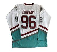 Charlie Conway #96 Mighty Ducks Ice Hockey Jersey Green/White S-XXXL, 96# White, XXL