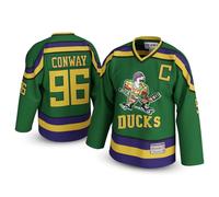 Charlie Conway #96 Mighty Ducks Jersey - Movie Ice Hockey Shirt, 90s Throwback, Stitched Letters, Breathable Fabric, S-5XL, Green, 3XL